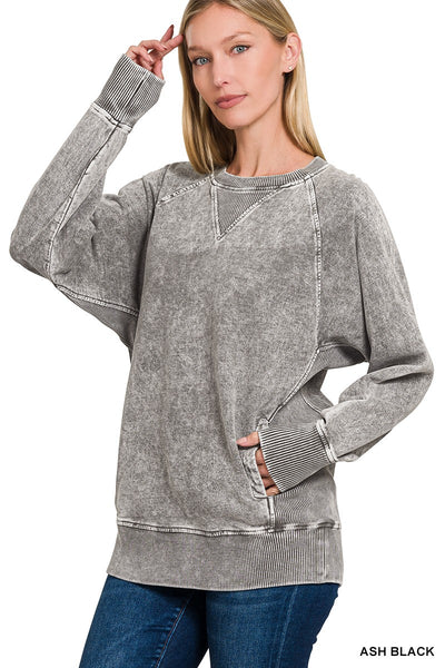 Torrance Mineral Wash Pullover - Ash Black