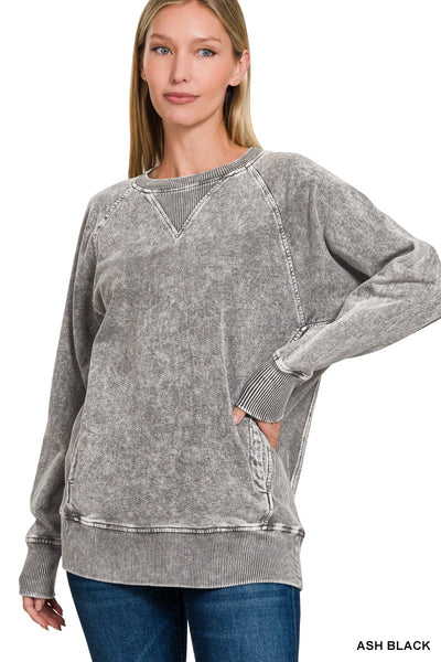 Torrance Mineral Wash Pullover - Ash Black