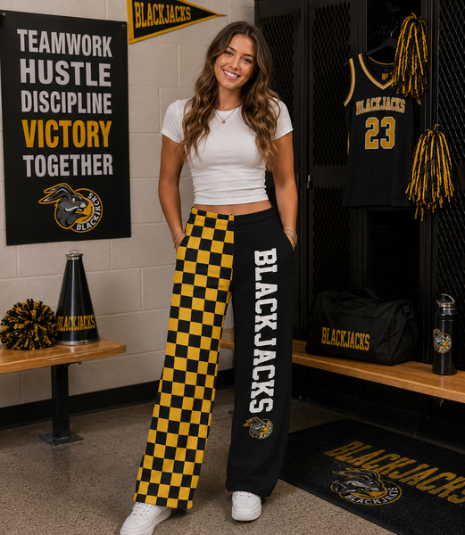PREORDER Spiritwear Checkered Split Leg Bottom - BLACKJACKS