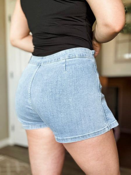 Abilene Wrap Front Denim Skort