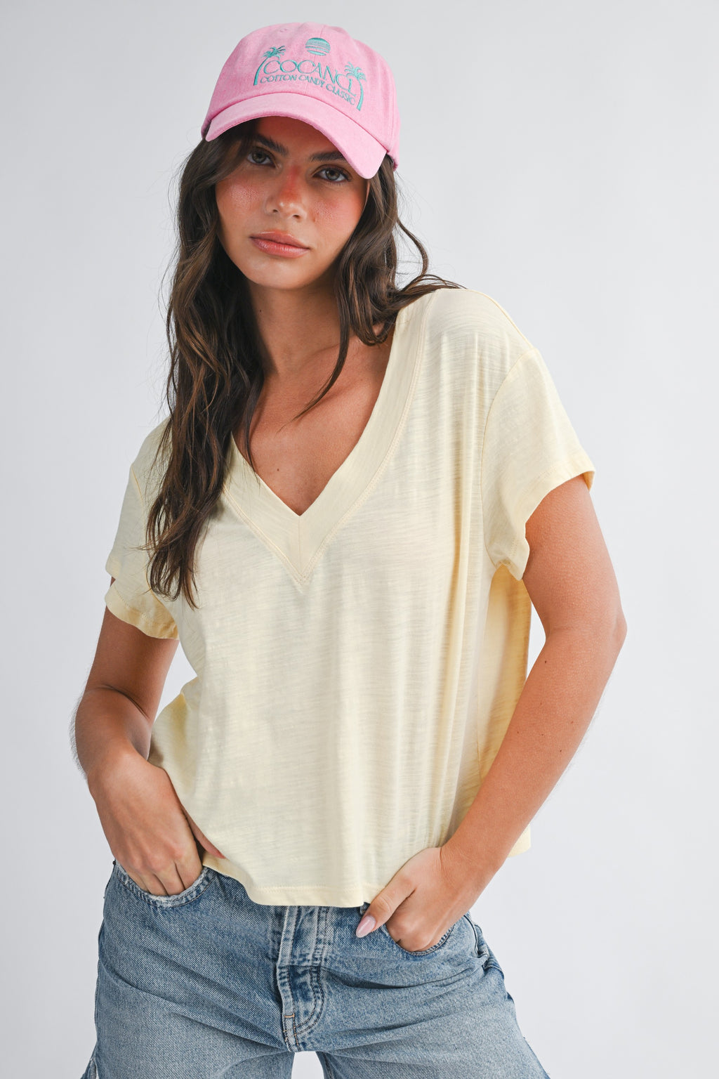 Matilda V Neck Tee - Butter