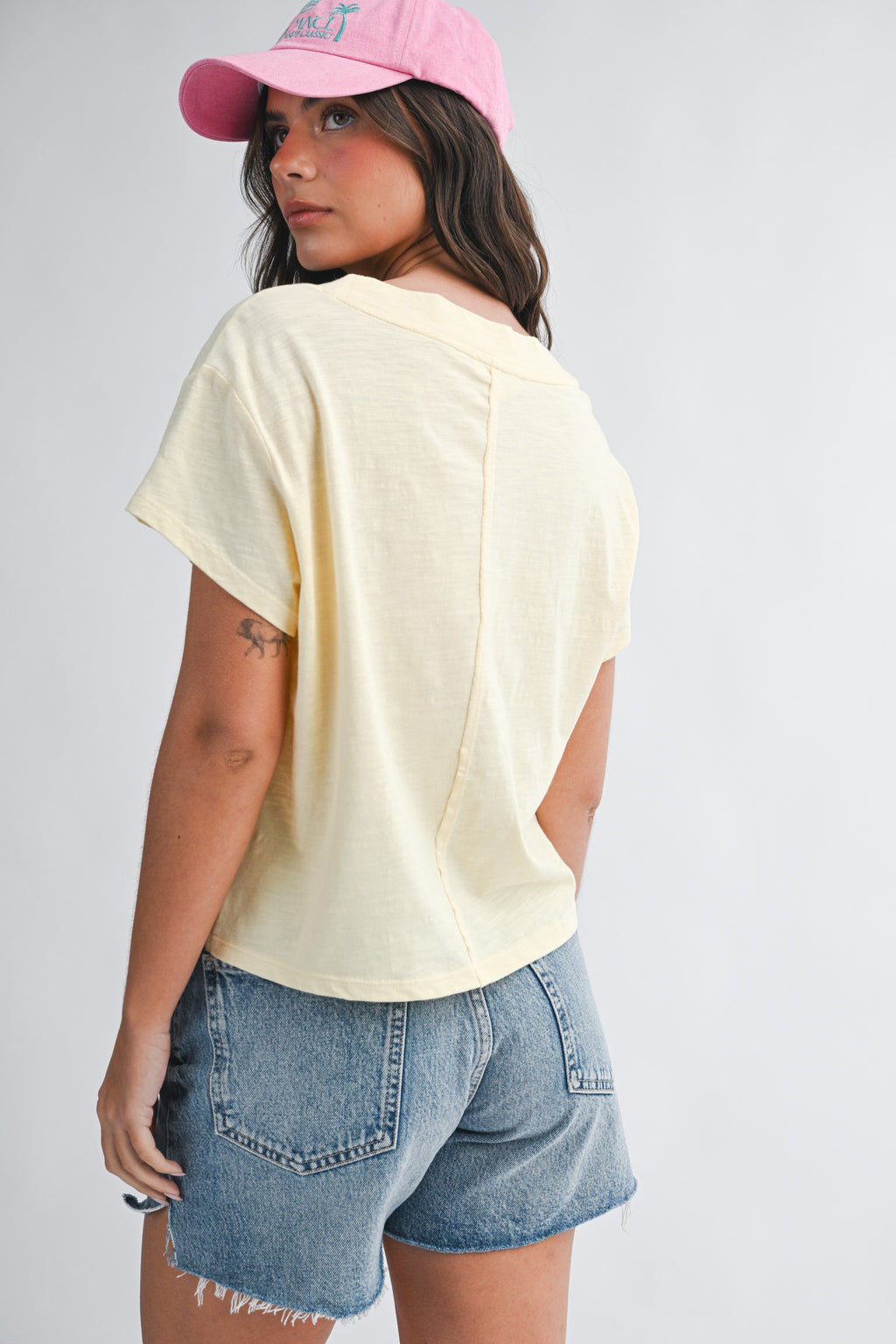 Matilda V Neck Tee - Butter