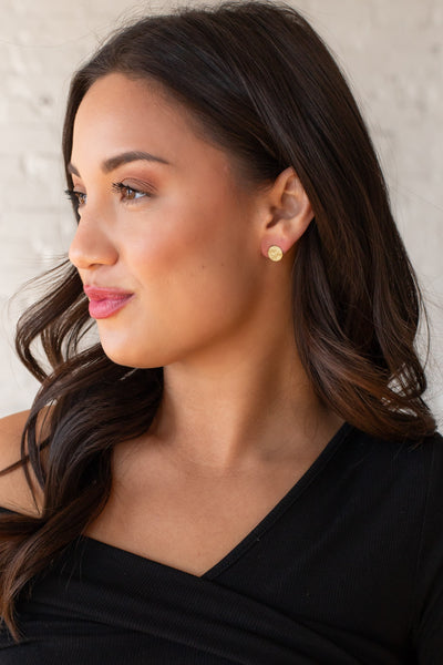 Lumen Hammered Stud Earring - Gold