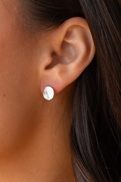 Lumen Hammered Stud Earring - Silver