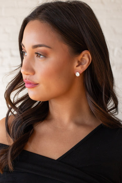 Lumen Hammered Stud Earring - Silver