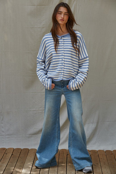 Ocean Mist Stripe Cardigan