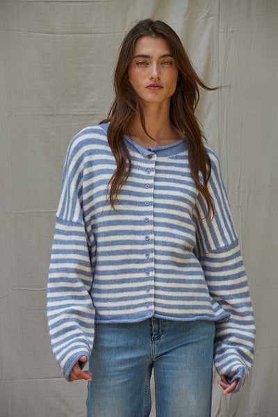 Ocean Mist Stripe Cardigan
