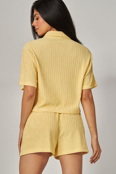 Del Mar Crinkle Loungewear Set - Yellow