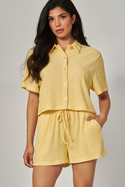 Del Mar Crinkle Loungewear Set - Yellow