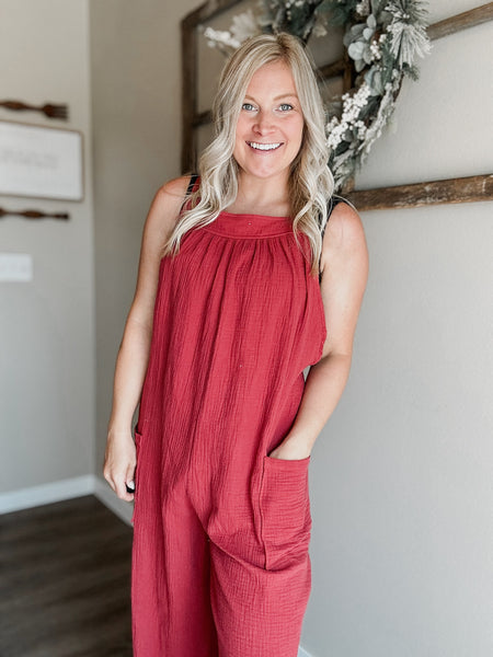 Scarlett Knotted Back Jumpsuit - SIZE MEDIUM