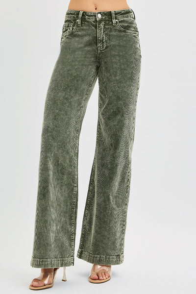 Miller Wide Leg Corduroy Pants - Forest
