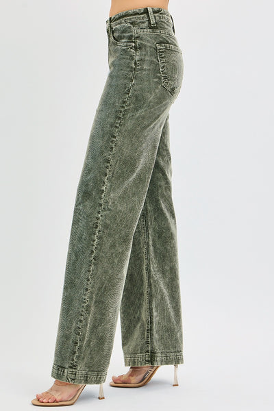 Miller Wide Leg Corduroy Pants - Forest