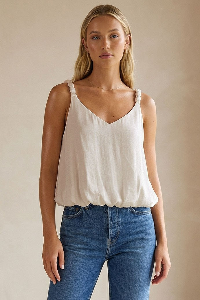 Zaria Billowy Strap Accent Tank - Papyrus