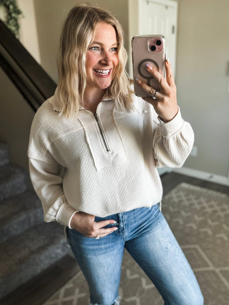 Rhodes Waffle Half Zip Pullover