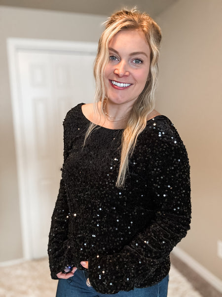 Pop The Bubbly Sequin Top - SIZE MEDIUM
