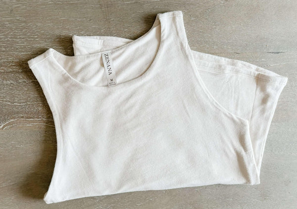 Double Layered Round Neck Tank Top - Beige