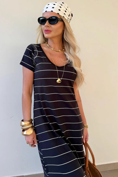 PREORDER Sydnee Striped Maxi T-Shirt Dress