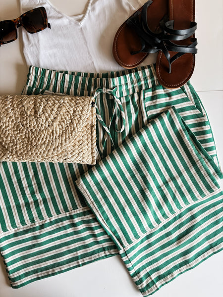 Santorini Stripe Wide Leg Pants - Green