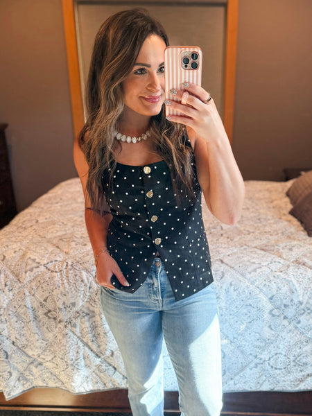 Minnie Polka Dot Linen Top