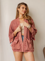 Whiskey Rose Textured Kimono