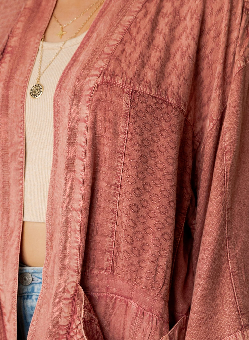 Whiskey Rose Textured Kimono