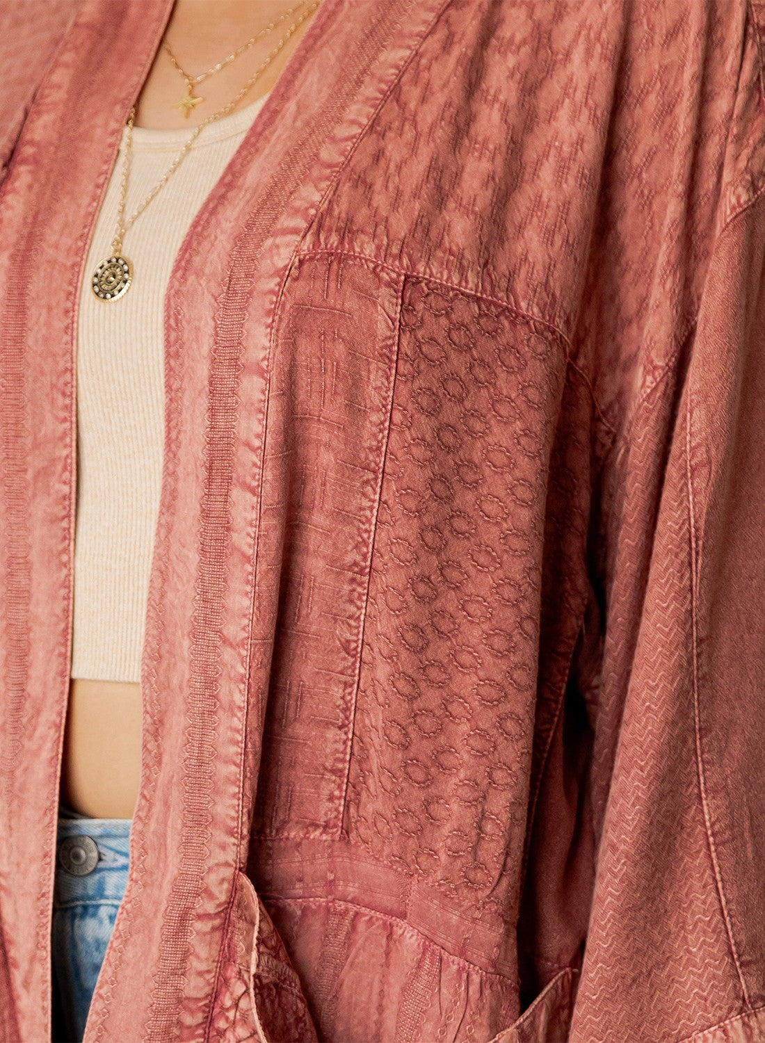 Whiskey Rose Textured Kimono