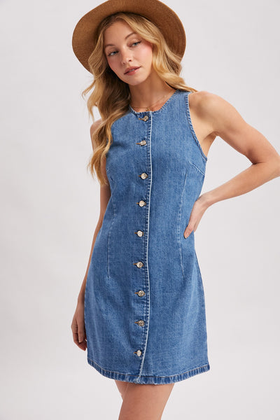 Kenedi Button Front Denim Dress