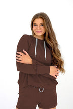 Verity Yoga Hoodie - Mahogany - SIZE SMALL