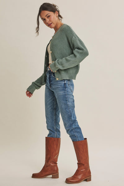 All Seasons Washed Cardigan - Dusty Green