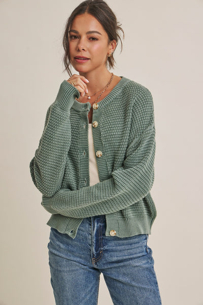All Seasons Washed Cardigan - Dusty Green