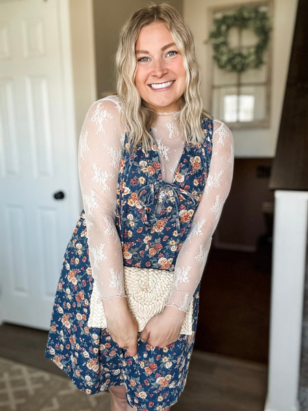 Gardenia Floral Denim Romper