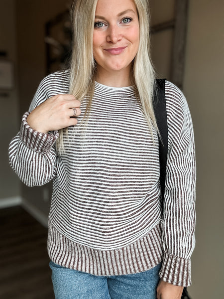 Cozy Chalet Striped Sweater - SIZE MEDIUM
