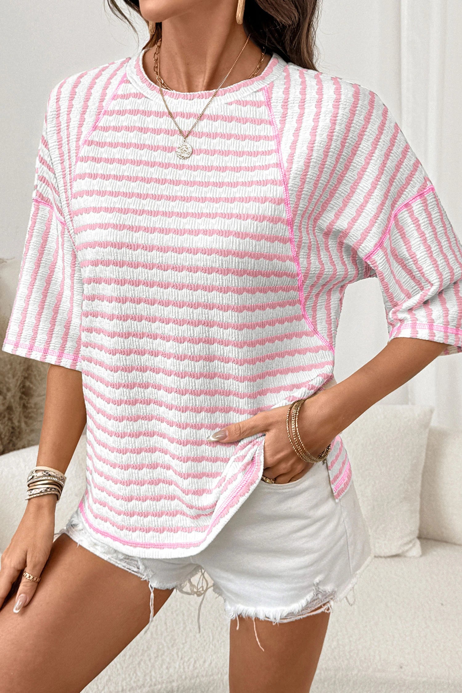 Mabel Textured Stripe Tee