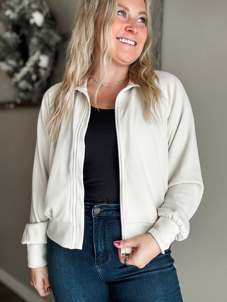 Lucie Ribbed Zip Jacket - SIZE LARGE