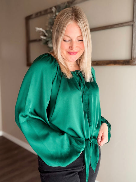 Evette Satin Front Tie Top