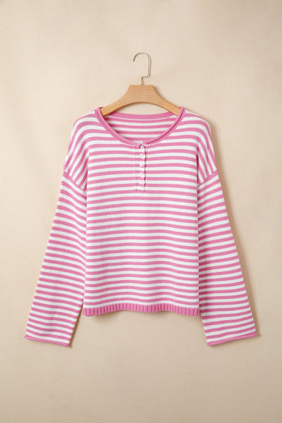 PREORDER Lyra Stripe Henley Sweater