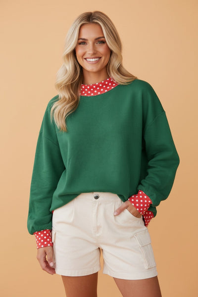 PREORDER Gwenna Polka Dot Mock Neck Pullover