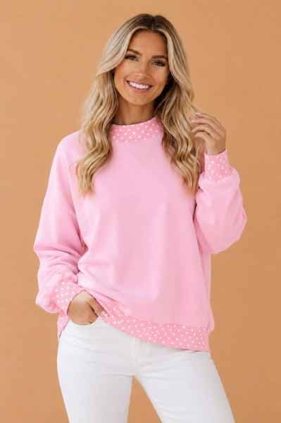 PREORDER Gwenna Polka Dot Mock Neck Pullover