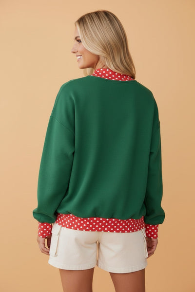 PREORDER Gwenna Polka Dot Mock Neck Pullover