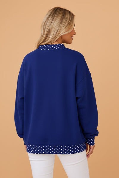 PREORDER Gwenna Polka Dot Mock Neck Pullover