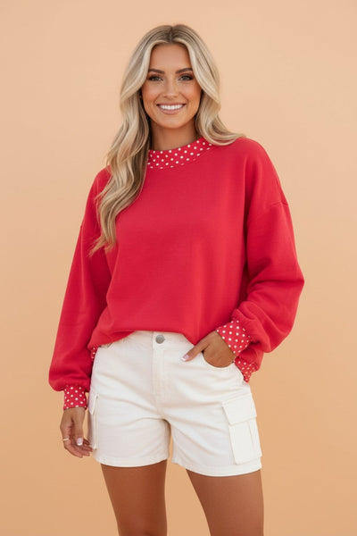 PREORDER Gwenna Polka Dot Mock Neck Pullover