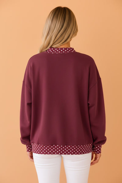 PREORDER Gwenna Polka Dot Mock Neck Pullover
