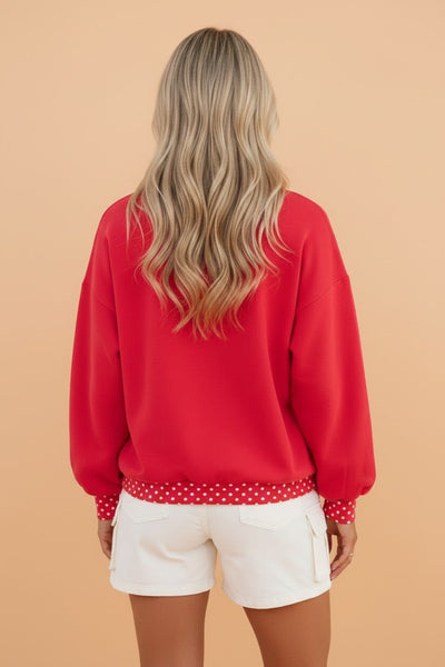 PREORDER Gwenna Polka Dot Mock Neck Pullover