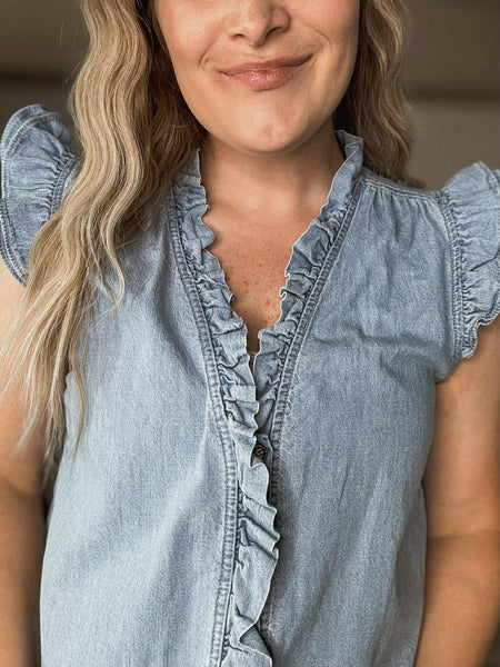 Noa Ruffle Trim Top - SIZE MEDIUM