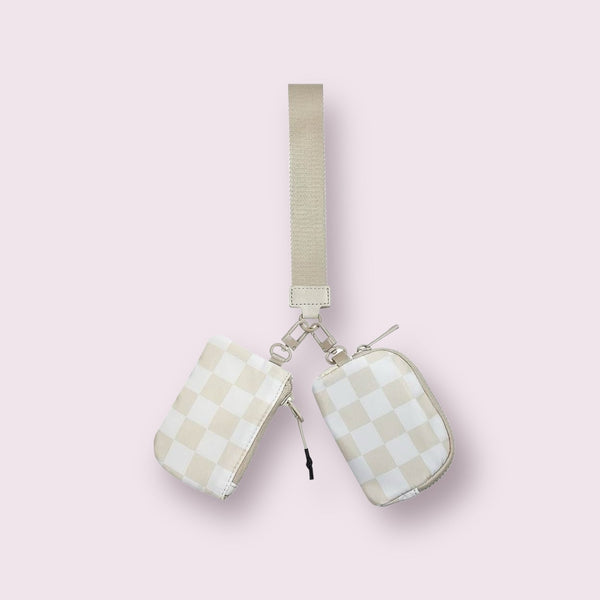 Dual Pouch Wristlet - Beige