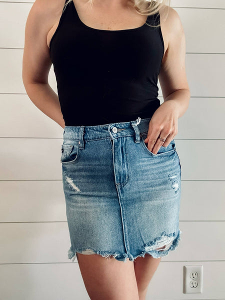 Jude Distressed Denim Skirt