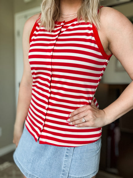 Orli Stripe Button Tank
