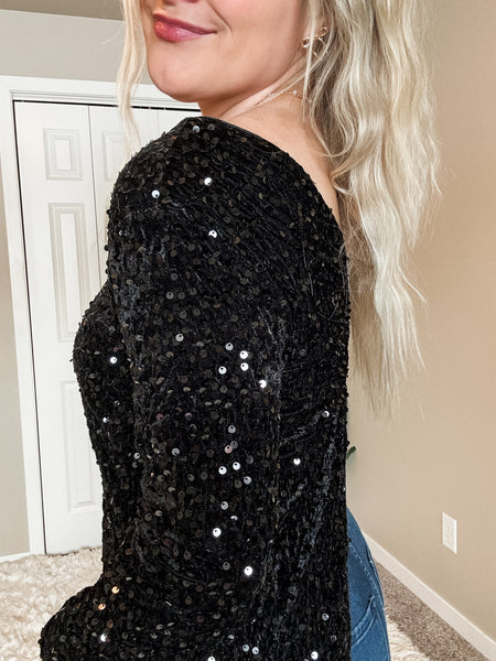 Pop The Bubbly Sequin Top - SIZE MEDIUM