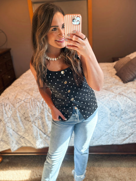 Minnie Polka Dot Linen Top