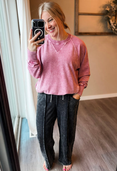 Torrance Mineral Wash Pullover - Cabernet